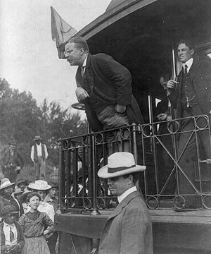 Then New York State Governor Theodore Roosevelt on wjhistle-stop tour in Western Maryland
