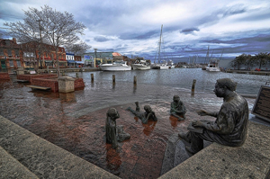 Flooding at the city dock downtown Annapolis.