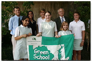 Students receiving their Green School Award