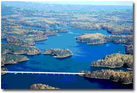 Islands in the Potomac connected by a bridge.
