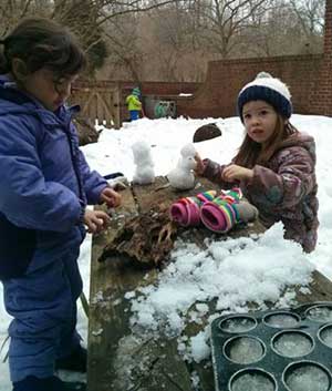 Playing in the snow at Audubon Pre-K