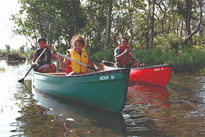 Family canoeing