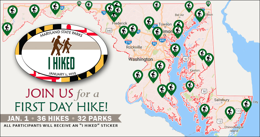 Map of First Day Hike locations