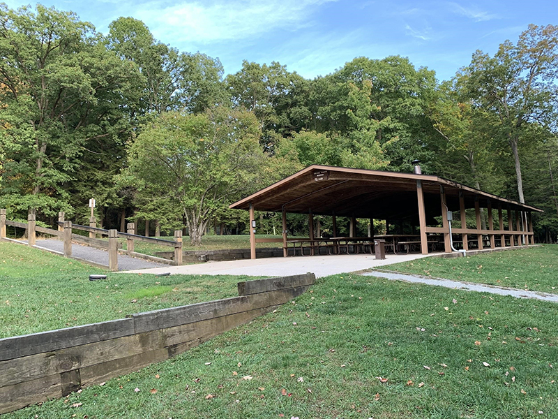 A covered pavilion  at the park