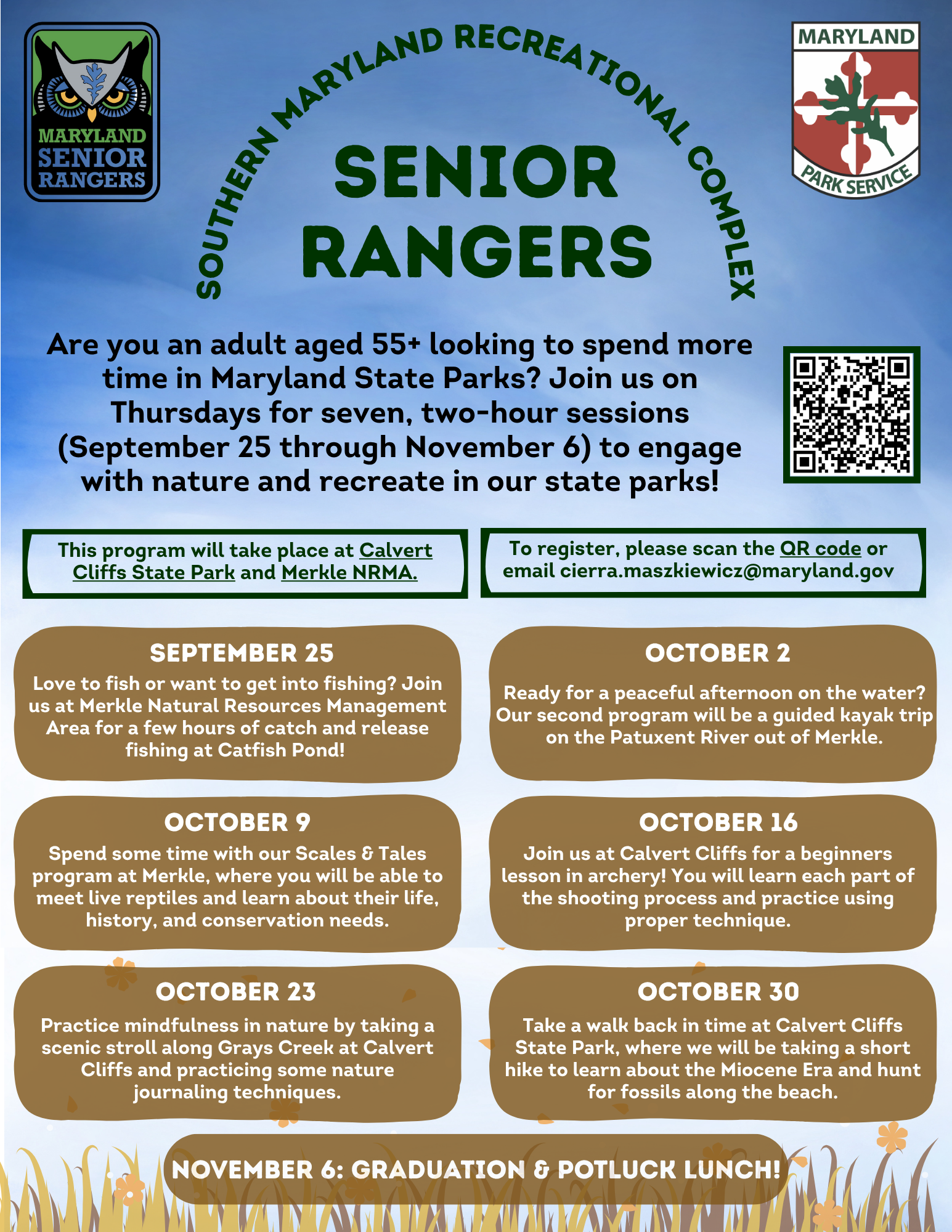 Senior Rangers Event flyer. Links to PDF version
