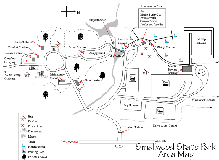 Area Map of Smallwood State Park