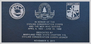 CCC Plaque for Statue at Gambrill State Park