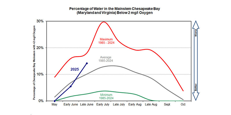 Chesapeake Bay Monitoring Shows Hypoxia Increased in June After Rainy May