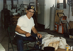 Joe Cook in his garage