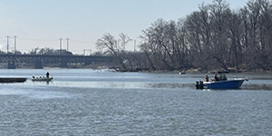 Boats anchor up in the lower Susquehanna to fish for blue catfish and yellow perch recently. 