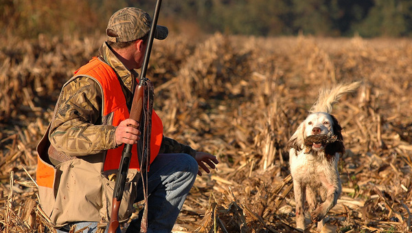Hunter in the field with his dog