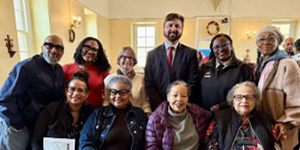 Maryland Department of Natural Resources Secretary Josh Kurtz and Maryland Park Service Director Angela Crenshaw meet with descendants of former enslaved workers of the Colonial-era Catoctin Furnace. A re-discovered cemetery where these skilled workers were buried lies within Cunningham Falls State Park.