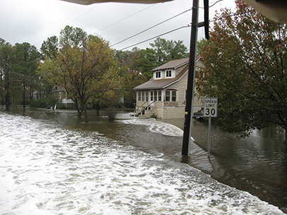 house surrounded by water.