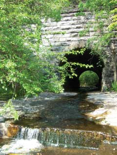 This stone bridge, built in 1869, replaced the original 1930's bridge, which was destroyed by flooding