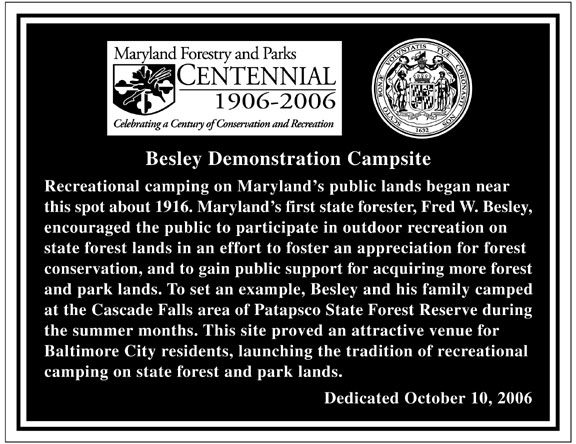 Text of the Besley Camp Plaque dedicated on October 10, 2006