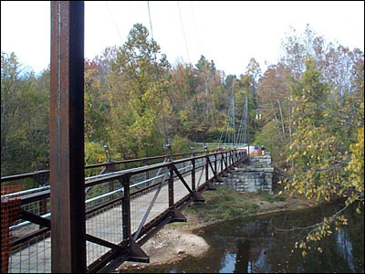 New suspension bridge that completed the Grist Mill Trail extension