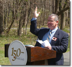 DNR Secretary C. Ronald Franks speaks at Tree Nursery Plaque Dedication Ceremony