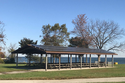 Solar panels on a roof.