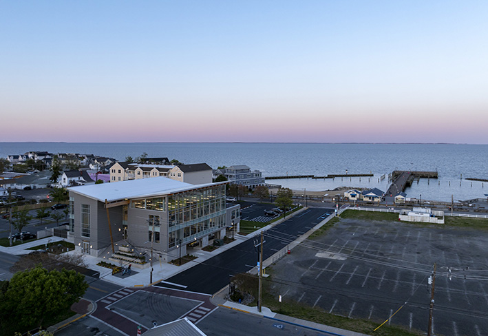 Drone Image of Twin Beaches Library in Calvert County MD by Jeffrey Sauers of CPI Productions