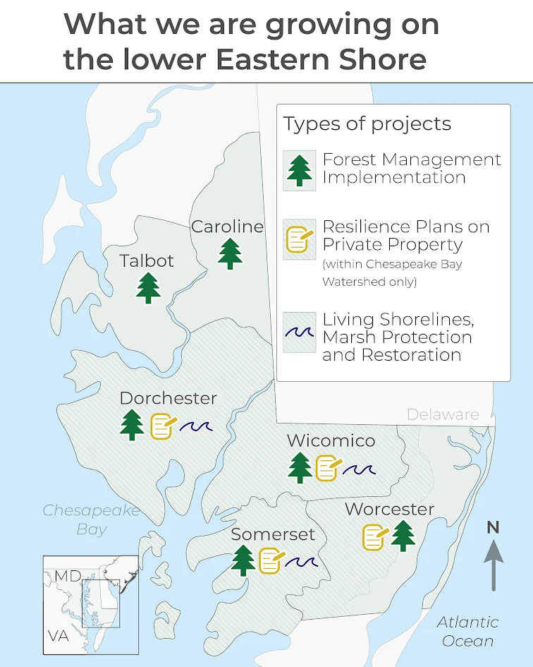 Lower Eastern Shore Map. Links to larger version.