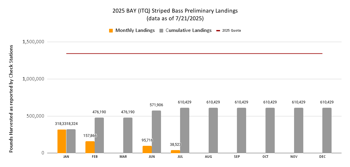 Chart of ITQ Striped Bass Landings