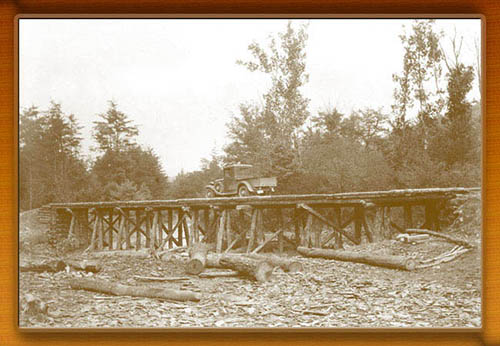 Photo by Fred Besley. A Corps-built bridge across Fifteen Mile Creek, 1933