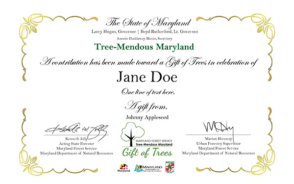 Gift of Trees Certificate