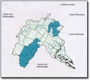 Map showing watershed restoration areas