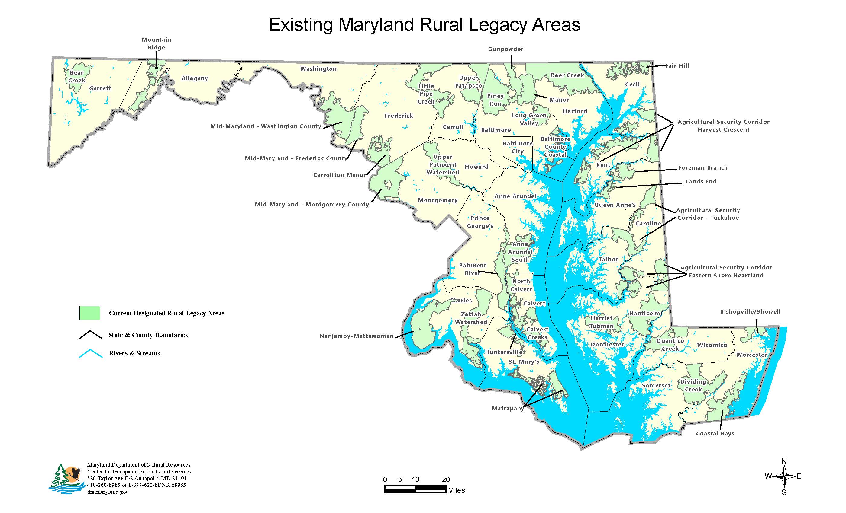 This is a map of Maryland Rural Legacy Areas. Please call Dianne Chasse at 410-260-8429 with any questions.