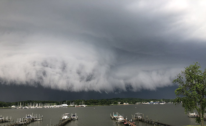 Stormy sky on the water.