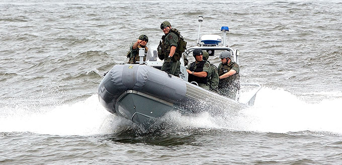 NRP Officers on vessel patrol in Baltimore