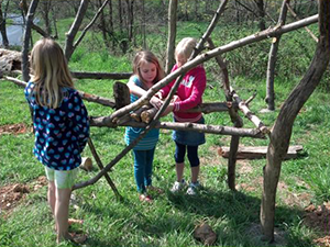Building with Tree Branches at Lucy School