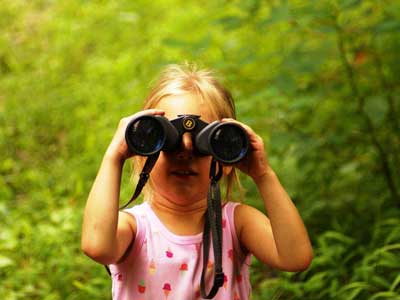 girls looking through Binoculars
