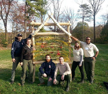 Volunteers after building a nature play space