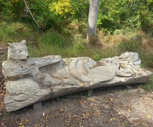 Bear bench carving