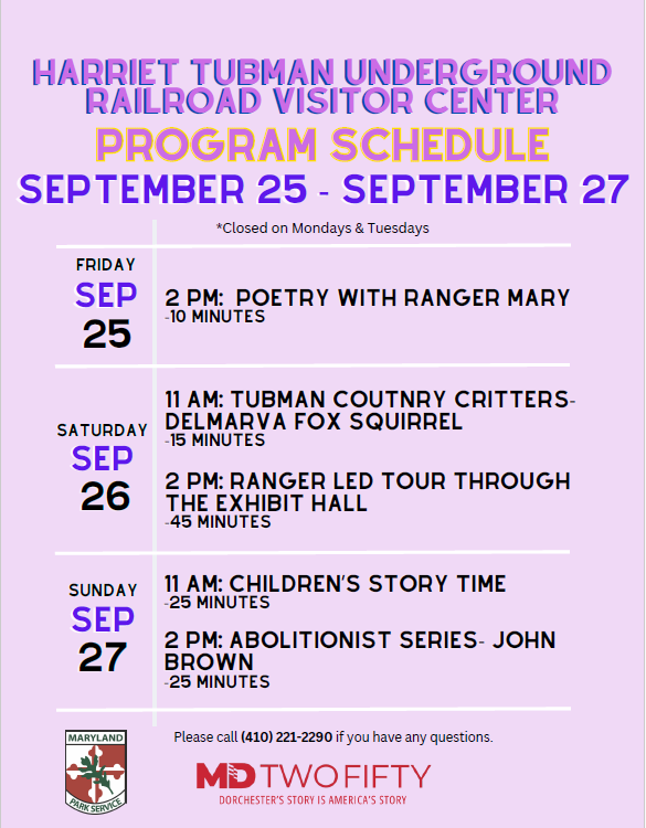 Program schedule for September 25 through September 27