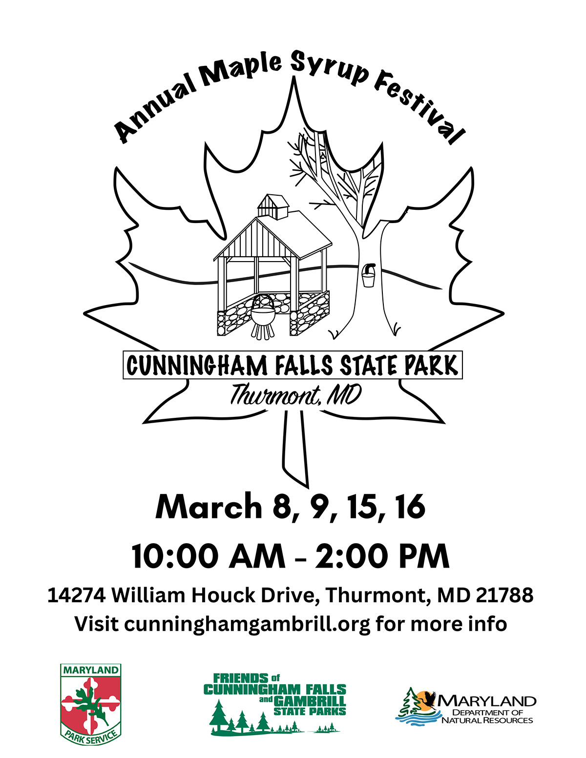 2025 Maple Syrup Festival. Links to PDF version