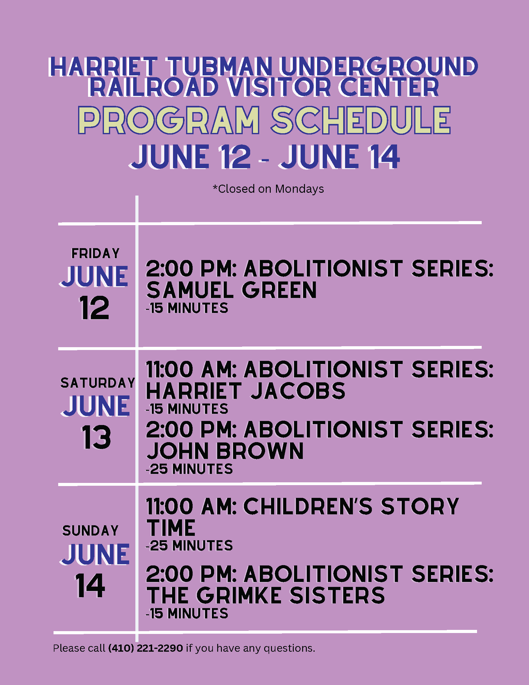 Program schedule for 6/12-6/14.