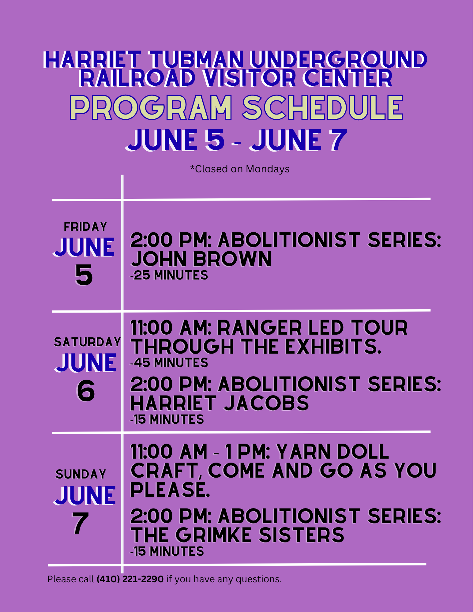Program schedule for 6/5-6/7.