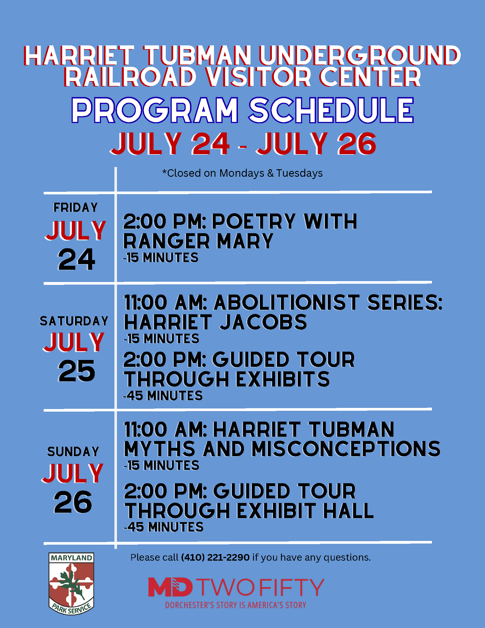 Program schedule for 7/24-7/26.