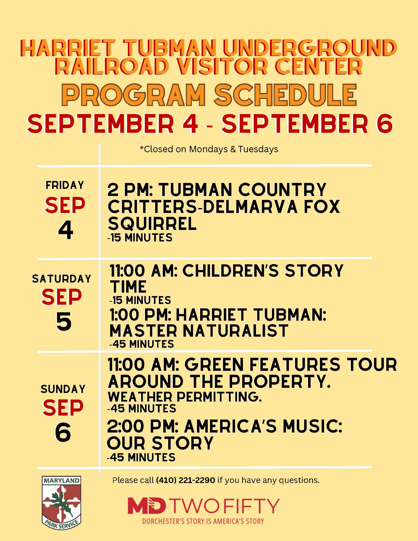 Program schedule for 9/4-9/6.