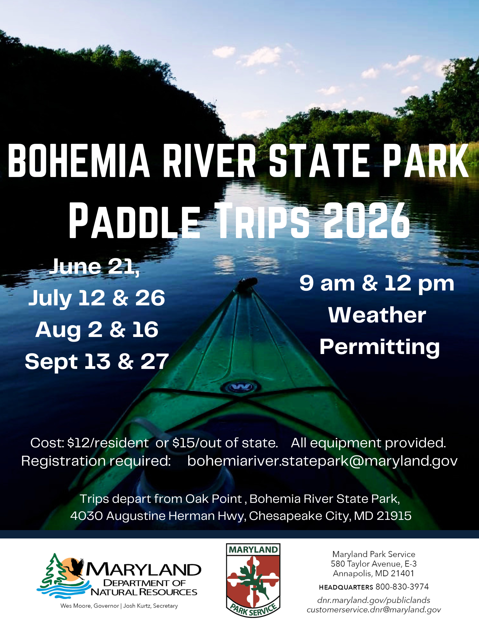 Paddle at the park event flyer, links to PDF.