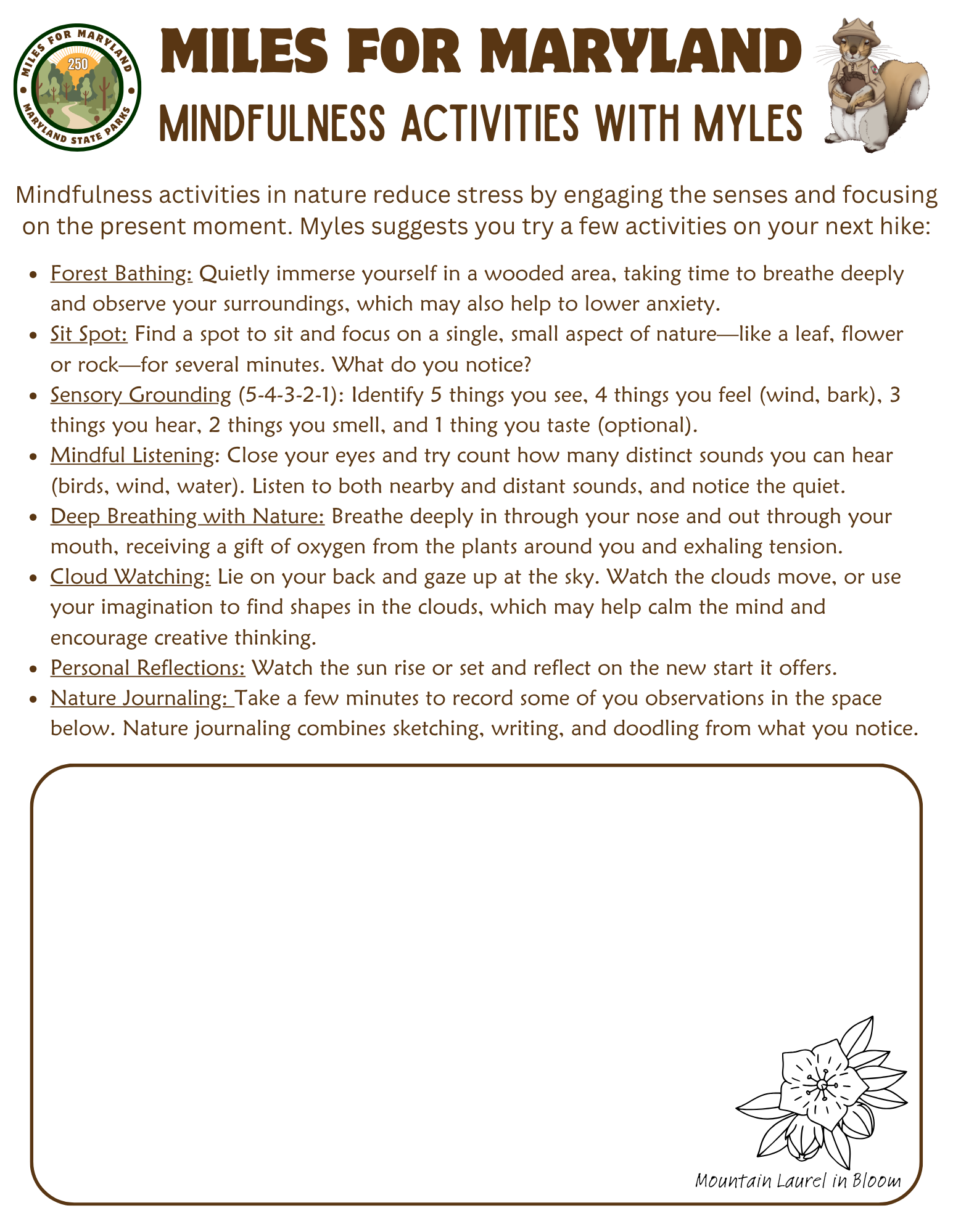 Links to pdf version of Mindfullness with Myles flyer