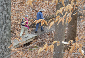 Couple hiking in Rosaryville State Park