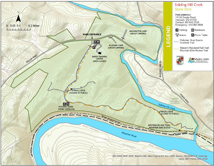 Map of Sideling Hill Creek State Park