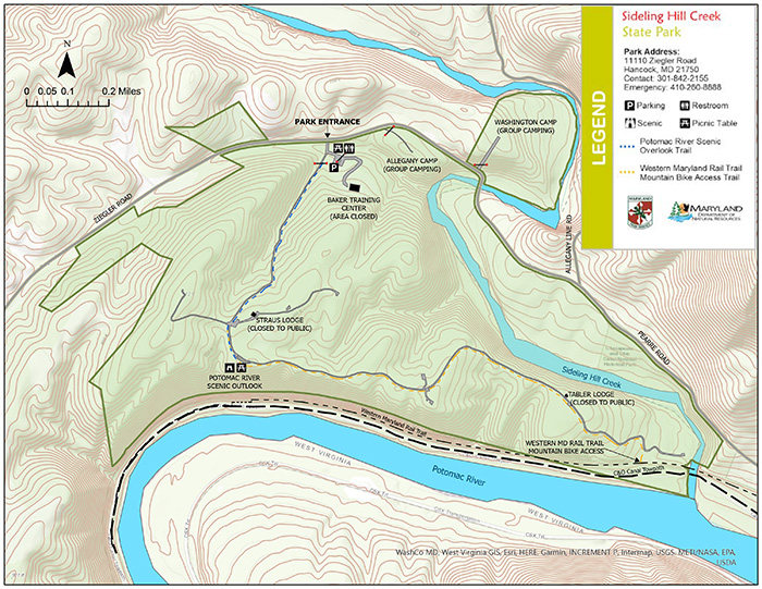 Map of Sideling Hill Creek State Park