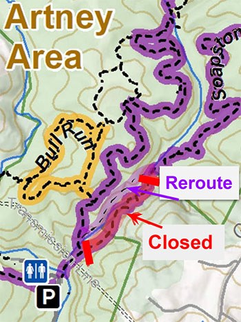 Map of reroute in Artney Area