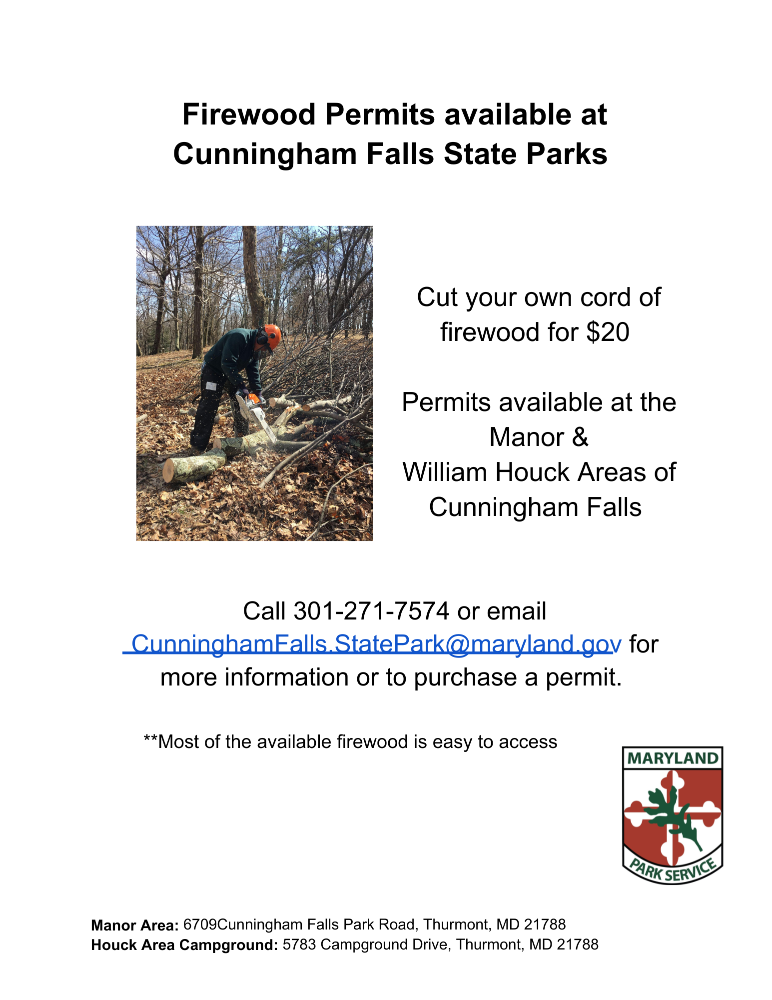 Firewood permits flyer. Links to PDF version