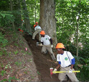 Civilian Conservation Corps doing trail work