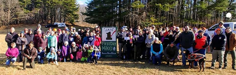 First day hikers at Patapsco Valley State Park in 2020
